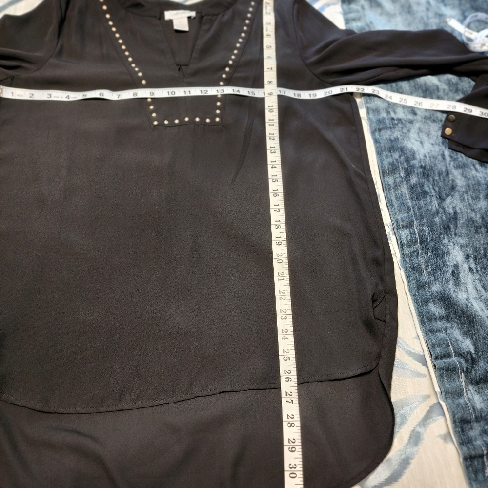 **SOLD**Carmen Marc Valvo black studded top (L) - Picture 12 of 12